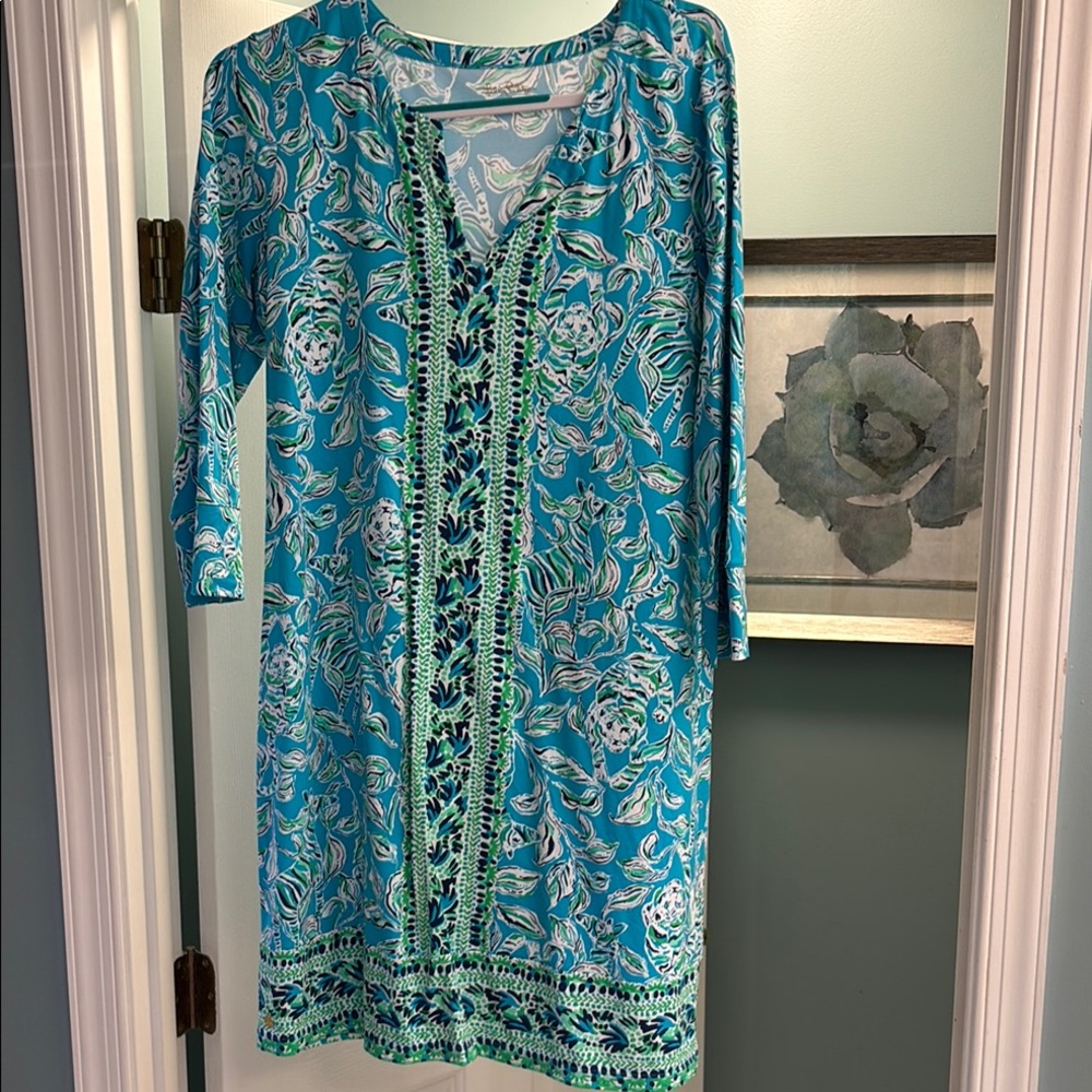 Blue and Green Patterned Dress